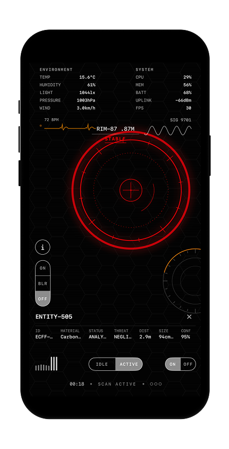 Jarvis5.0 app screenshot showing a locked on target